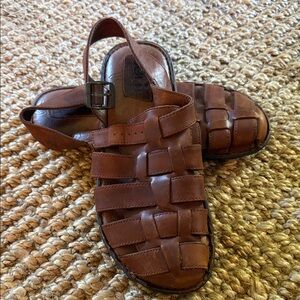 Born Men's Tan‎ Leather Woven Sandals